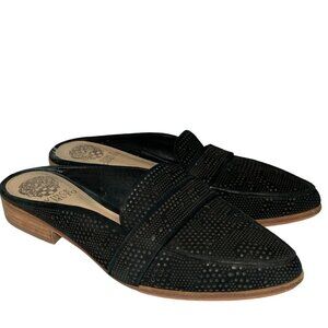 VINCE CAMUTO Women's Size 8.5M Black Kaylana Leather Slip On Mules